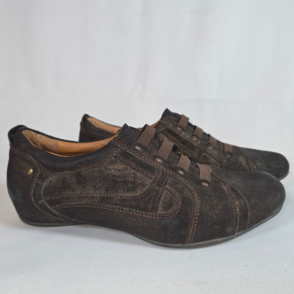 Earthies Ronda Rock Brown Women 8.5 Suede Metallic Slip On Sneaker Boho Comfort